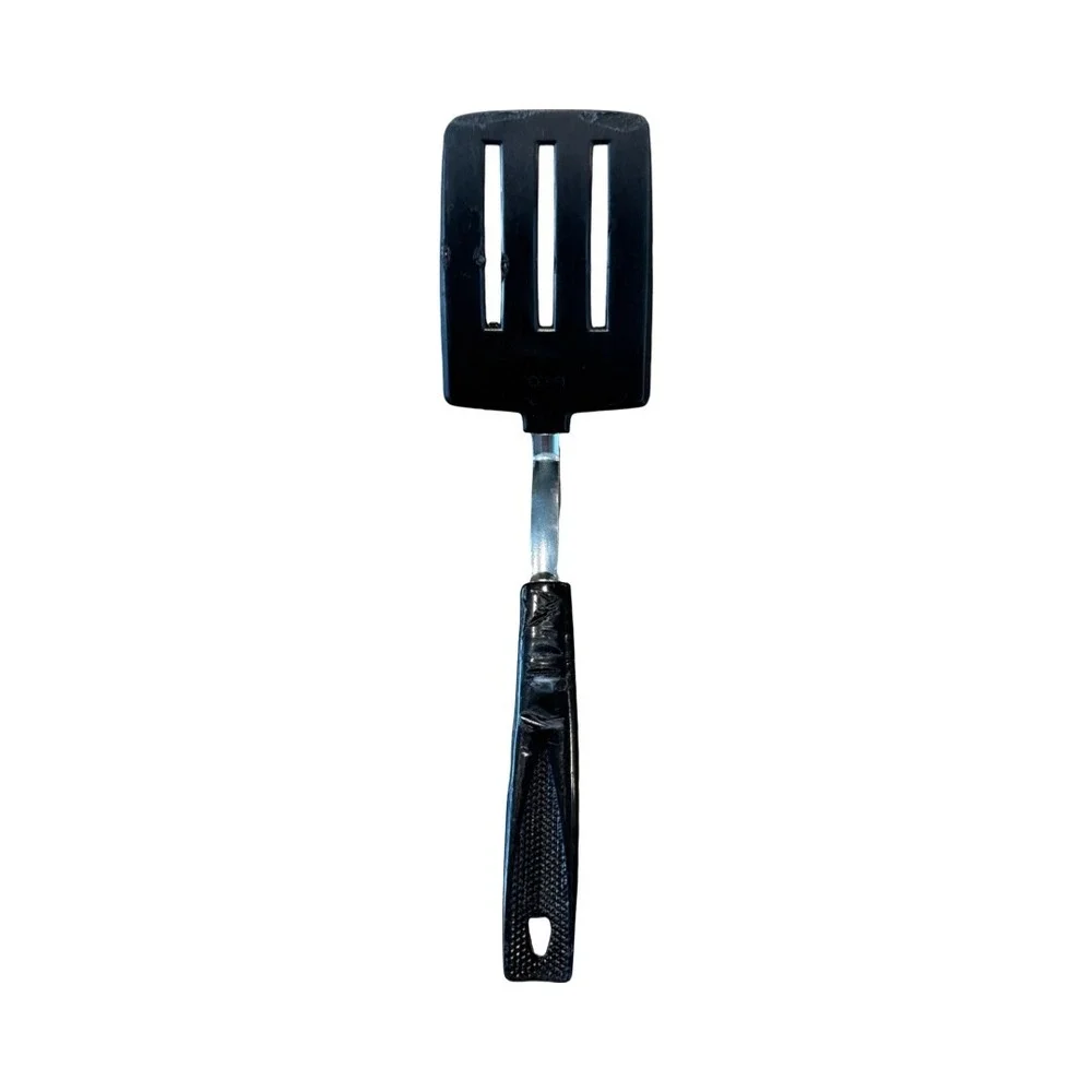 Vintage Ekco USA Slotted Turner Spatula Black Nylon Stainless Steel Handle 10